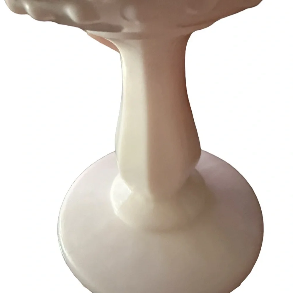 Vintage Fenton Hobnail Milk Glass Compote Vase with Paneled Stem